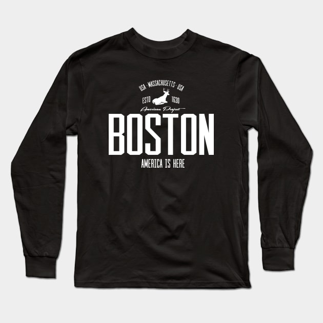 USA, America, Boston, Massachusetts Long Sleeve T-Shirt by NEFT PROJECT